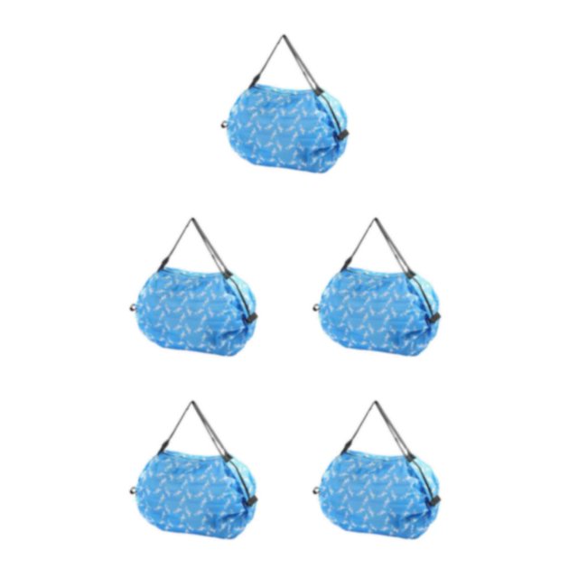 Thinsony Sacs de Rangement Pliables Peu Encombrants Articles Organisés en Déplacement Sac de Courses Réutilisable en Polyester pour Voyage Sac de Plage Sac à Main Chiot Bleu 5Set