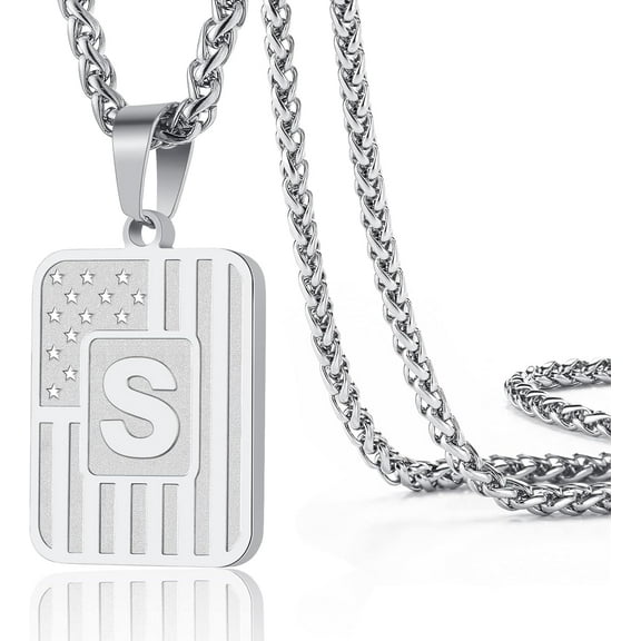 Initial A-Z Necklace for Men  Stainless Steel Letter Pendent Chain 20 2 Inches，Christmas Gifts