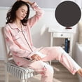 thumbnail image 3 of Pijama de algodón suave para mujer, conjunto de ropa de dormir de manga larga con botones, estilo coreano, 100%, 3 of 3