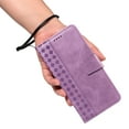thumbnail image 3 of for iPhone 15 Plus Flip Case with Cash Slot Credit Card Slots Kickstand PU Leather Shockproof Lightweight Full Body Protective Magentic Clasp Rugged Case Cover with Wrist Strap, Purple, 3 of 9