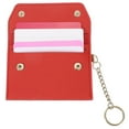 thumbnail image 1 of Soporte de Tarjetas de Crédito de Cuero, Billetera Delgada para Mujeres y Hombres con Llavero Desmontable, Organizador de Tarjetas de Doble Botón Multifuncional para ID y Tarjetas (Rojo), 1 of 6