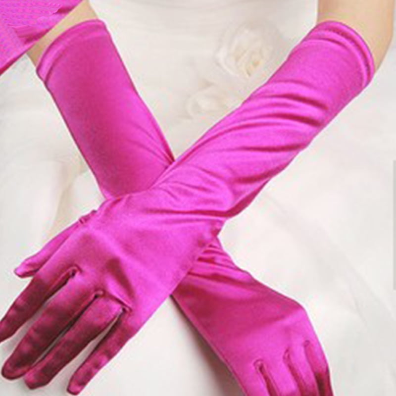 15" Long Stretch Bridal Wedding Halloween Prom Dress Opera Burgundy Gloves 