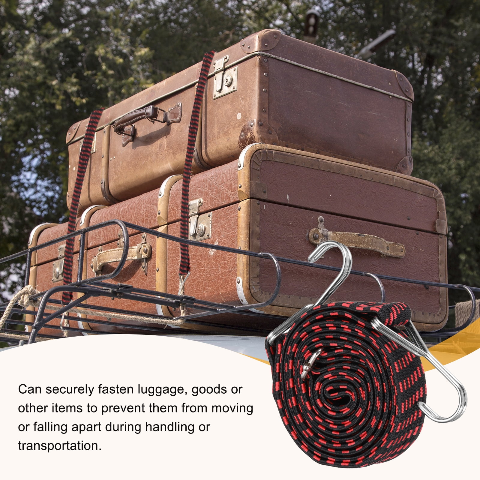 Uxcell 79" Adjustable Bungee Cords with Stainless Steel Hook, 2Pcs Heavy Duty Outdoor Elastic Bungee Strap for Securing Luggage Moving Cargo, Red