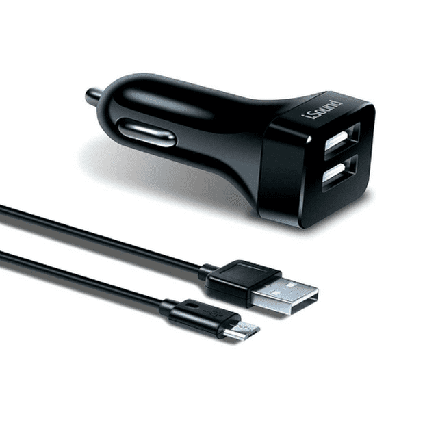 Cargador de Auto Dual 2.4A USB y Cable Micro USB - iSound iSound ISOUND-6856
