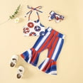 thumbnail image 2 of Trendy Jumpsuit for Kids Toddler Girls Sleeveless Floral Printed T Shirt Vest Tops Striped Bell Bottoms Pants, 2 of 6
