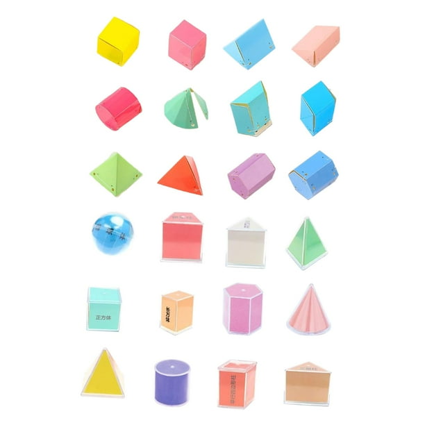 24 figuras geométricas, material didáctico para profesores, rompecabezas sensoriales, accesorios geométricos, formas 3D educativas para la enseñanza.