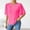 Hot Pink, variant on Womens Pleated Blouse Hot Pink 3/4 Sleeve Loose Fit Top Casual Work Shirt Crew Neck Polyester,Size 2XL