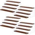 thumbnail image 1 of Queekay 4 Pack Acrylic Wood Display Stand Wooden Tiered Display Shelf Clear Acrylic Organizer Shelves Rack Step Riser Ladder Stand for Figure Cupcake Perfumes Desserts (15.7 Inch, 4 Tier), 1 of 7