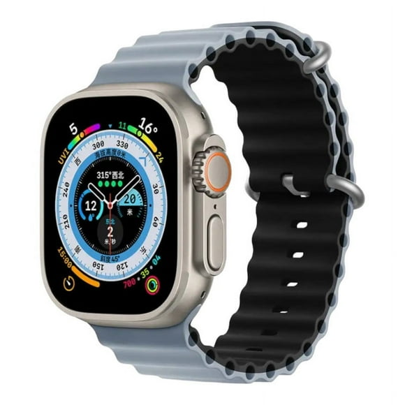 Correa para Apple Watch de Silicon, compatible con 42 mm / 44 mm / 45 mm / 49 mm. Modelo Ocean (Bicolor).