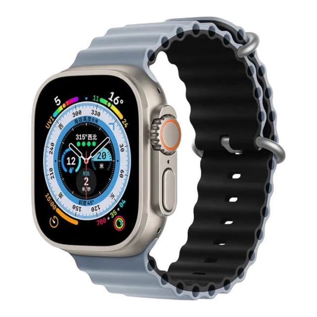 Correa para Apple Watch de Silicon, compatible con 42 mm / 44 mm / 45 mm / 49 mm. Modelo Ocean (Bicolor).