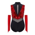 thumbnail image 1 of YiZYiF Big Girls Performance Jumpsuit Latin Jazz Dance Bodysuit with Gloves Color Block Unitard Red 12, 1 of 5