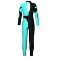thumbnail image 2 of YONGHS Kids Girls Sparkly One-Piece Gymnastics Leotards Tumbling Sports Unitard Jumpsuit Dancewear Blue Green 10, 2 of 5