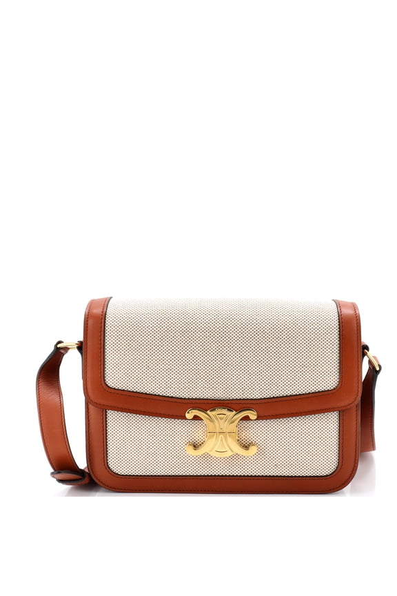 Pre-Owned Triomphe Shoulder Bag Canvas with Leather Medium By Rebag