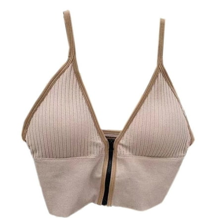 

BOOYOU Padded Crop Top Women Spaghetti Strap Bra Sexy V Neck Tank Backless Camisole