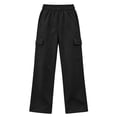thumbnail image 7 of Xdegoge Tween Girls Wide Leg Cargo Sweatpants High Waisted Baggy Lounge Pants with Pockets Elastic Waist Y2K Casual Streetwear Workout Trousers, 7 of 7