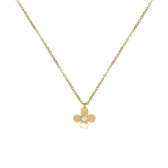 XXKQ French gentle temperament flowers titanium steel necklace female simplicity versatile high -end high -level sensor pendant clavicle chain neck chain