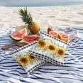 thumbnail image 5 of Sunflower Flowers Outdoor Pillow Covers Pack of 2 Yellow Floral Eucalyptus Leaves Black Plaid Waterproof Throw Pillow Covers Decorative Cushion Cases for Patio Garden Tent Balcony Couch 16x16 inch, 5 of 9