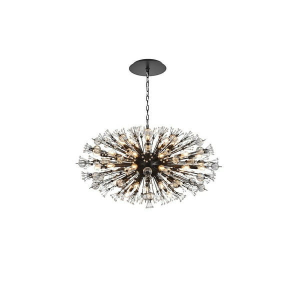 Elegant Lighting Vera 42 inch crystal starburst oval pendant in black