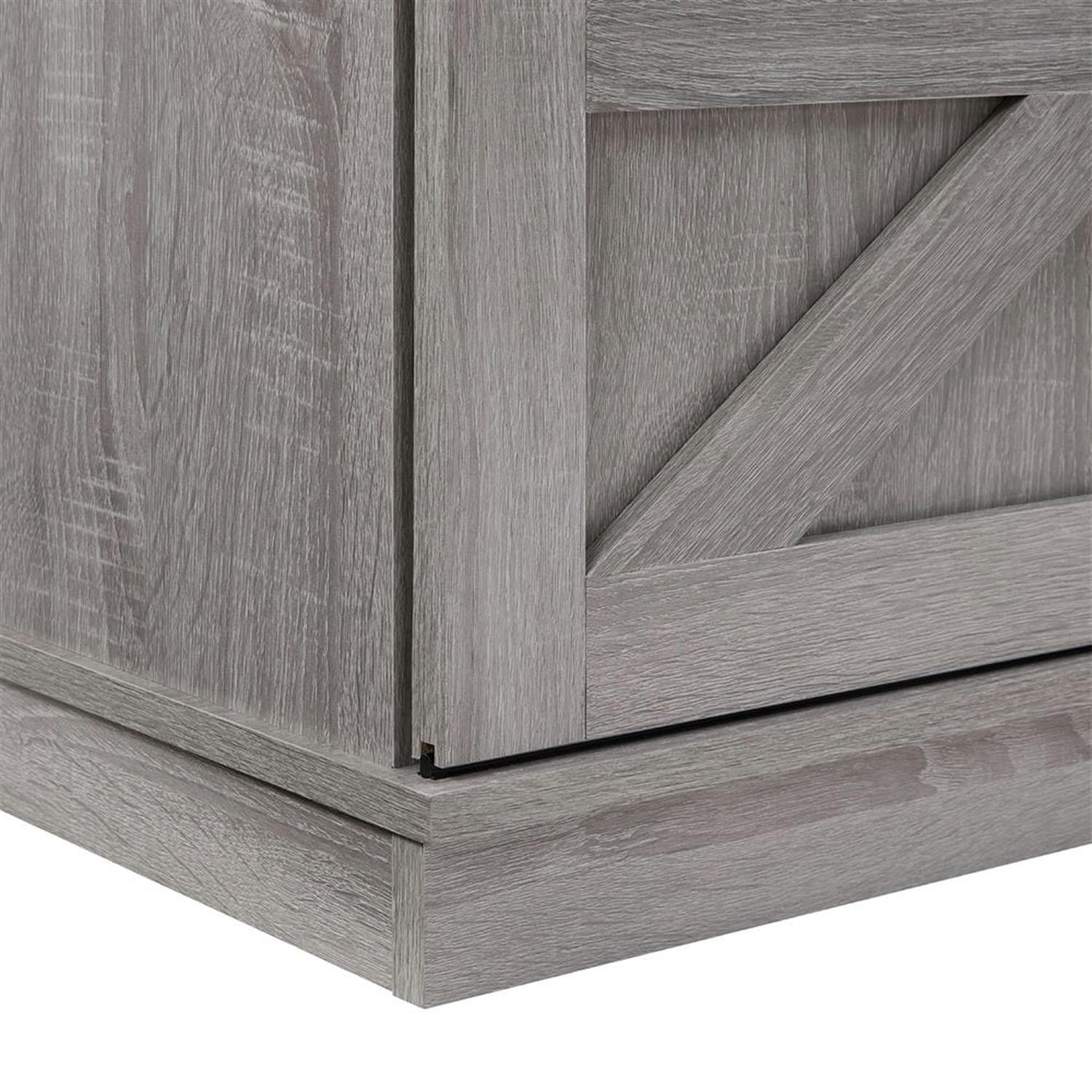 Demi Bonn Modern Fireplace TV Stand for Television up to 65" with Storage and Farmhouse Sliding Barn Doors, Entertainment Center with Cabinet and Shelves, Gray