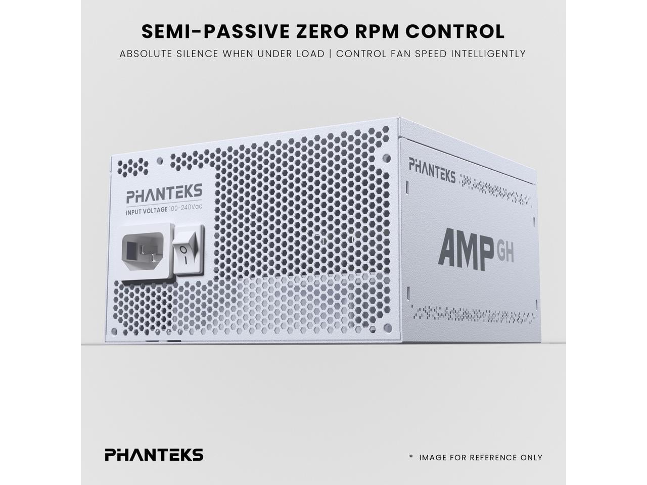 Phanteks AMP GH 750W Gold Power Supply, ATX 3.1 and PCIe 5.1 Platform, Fully Modular Individual Cables, Silent Fanless mode, White.