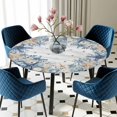 thumbnail image 5 of Elastic Fitted Round Tablecloth, Blue Coastal Waterproof Stretch Table Cover for 36"-44" Tables, Summer Beach Starfish Nautical Eucalyptus Wooden Washable Outdoor Tablecloths for Patio, Picnic, 5 of 9
