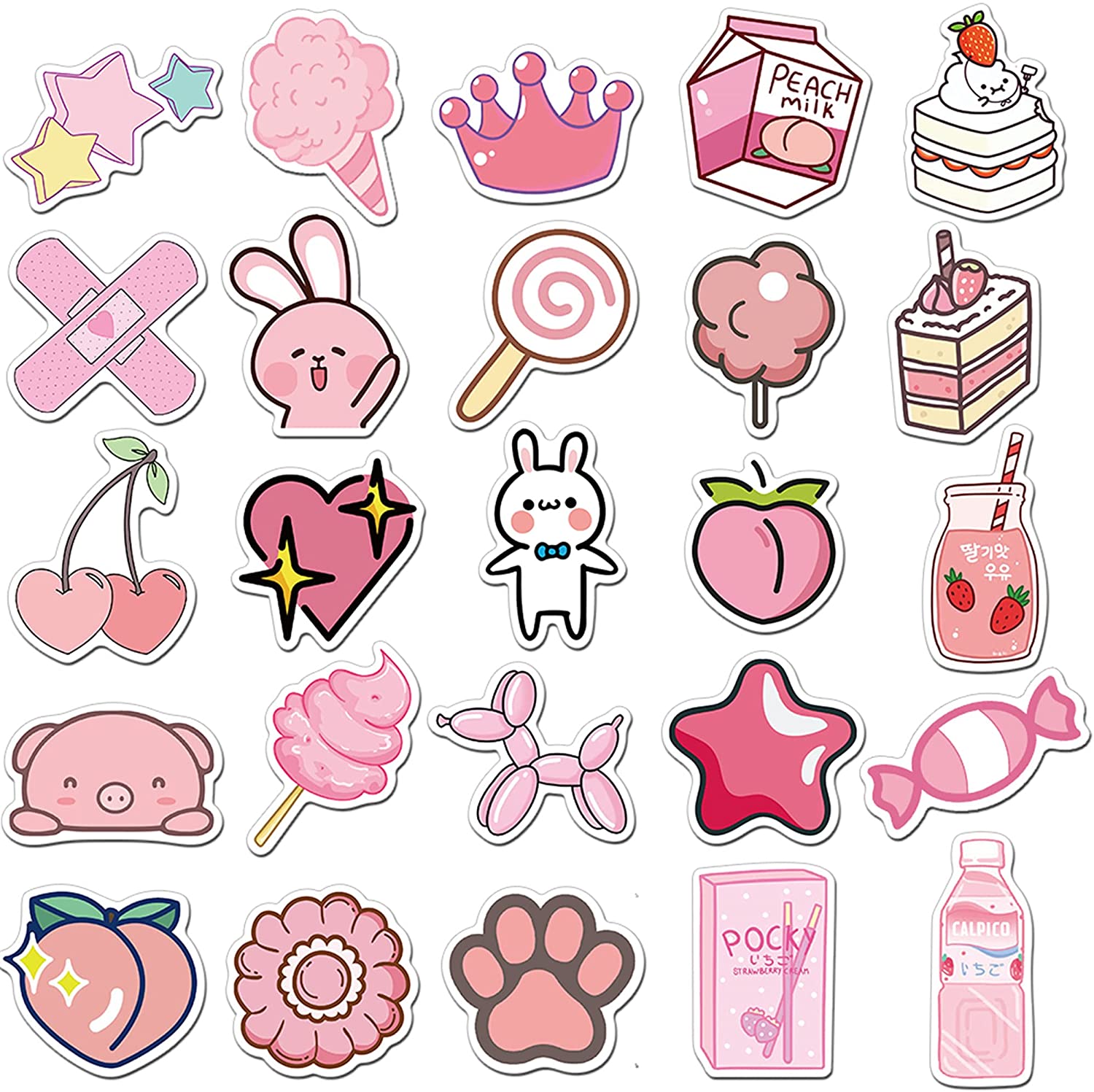 BESTSKY  Pink Stickers for Water Bottles,Cute Vsco Vinyl Laptop Stickers,Waterproof Aesthetic Stickers,Kawaii Sticker Pack for Kids Girls(Pink rabbit) - image 3 of 7