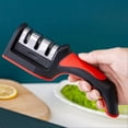 thumbnail image 4 of Handheld Knife Sharpening Tool 3 Segments Red and Black Multipurpose Knife Sharpener for Kitchen, 4 of 5