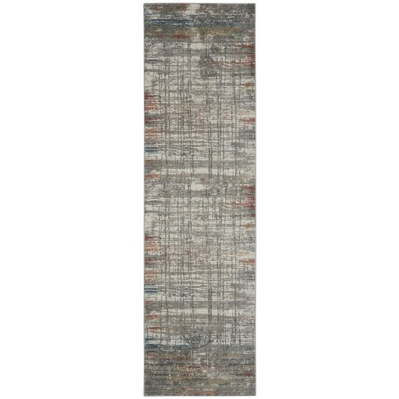 Nourison Rustic Textures Modern Distressed Indoor Area Rug Grey/Multi 2'2" x 7'6"