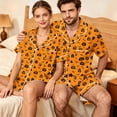 thumbnail image 5 of JULMCOMO Halloween Couples Matching Pajama Sets Funny Pumpkin Print Button Down Holiday Party 2 Piece Sets Soft Comfy Shorts Pajamas Orange-Men S, 5 of 6
