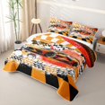 thumbnail image 3 of Castle Fairy Fiery Race Car Twin Quilt Set,Sporty Supercar Print Twin Coverlet Set for Bedroom,Orange, 3 of 7
