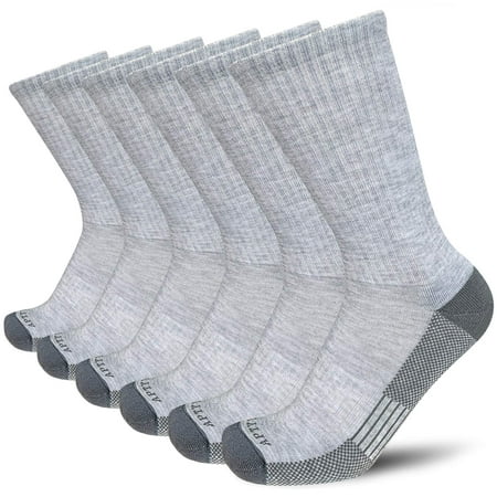 

APTYID Men s Moisture Control Cushioned Crew Work Boot Socks Grey Size 9-12 6-Pack