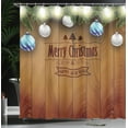 thumbnail image 4 of Ambesonne Christmas Shower Curtain, on Wood Pine, 69"Wx70"L, Brown, 4 of 5