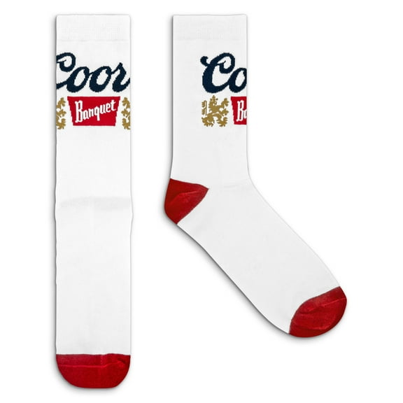 Tee Luv Coors Banquet White and Red Beer Brand Crew Socks (Men's)