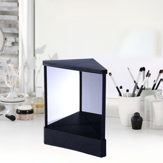 Espejo que no se revierte, imagen estable y verdadera del espejo de maquillaje, espejo cosmético para corrección facial, sala de estar, tocador, mesa negro