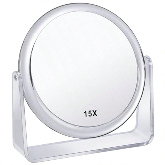 15X Vanity Mirror Makeup Mirror1X/15X Magnification Double Sided Magnifying Mirror 360 Degree Swivel Desk Mirror Portable Table Counter top Mirror for Bathroom Shaving Mirror Gift for Women