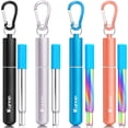 thumbnail image 1 of Pajitas plegables reutilizables Kynup de acero inoxidable, paquete de 4, 1 of 5