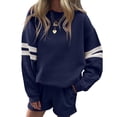 thumbnail image 6 of Yokua Womens Varsity Striped Oversized Sweatshirt Crewneck Long Sleeve Casual Fashion Pullover Top Fall Outfits, 6 of 7