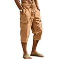 thumbnail image 2 of cfhntfmh Mens Capri Pants Casual Lightweight Elastic Waist Cargos Drawstring Beach Yoga Pants with Pockets (Yellow,X-Large), 2 of 7