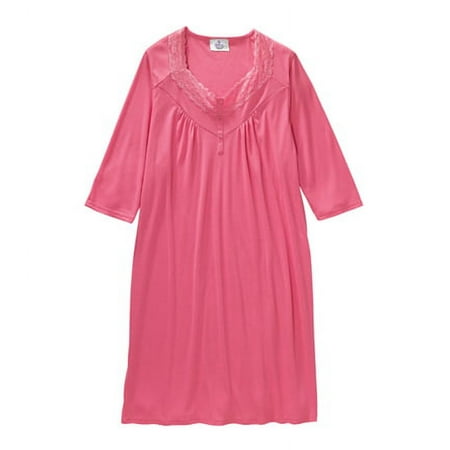 Silvert's Women Open Back Knit Diamon Neck Hospital Gown, M, Pink