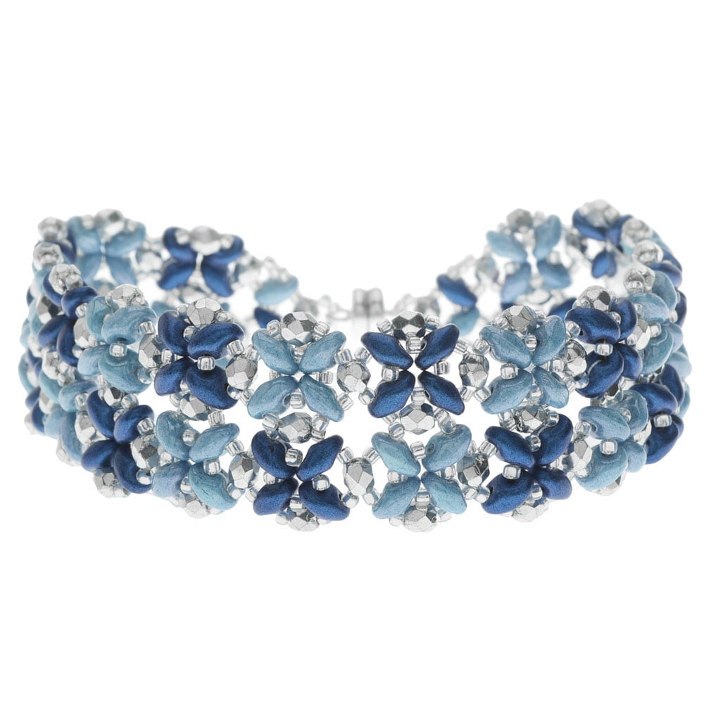 SuperDuo Blooms Bracelet Blue Exclusive Beadaholique Jewelry Kit