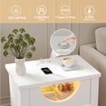 thumbnail image 4 of Bestier White Nightstands Set of 2 with Charging Station, Modern LED End Table Bedside Table with Drawer for Bedroom, Living Room, 4 of 11