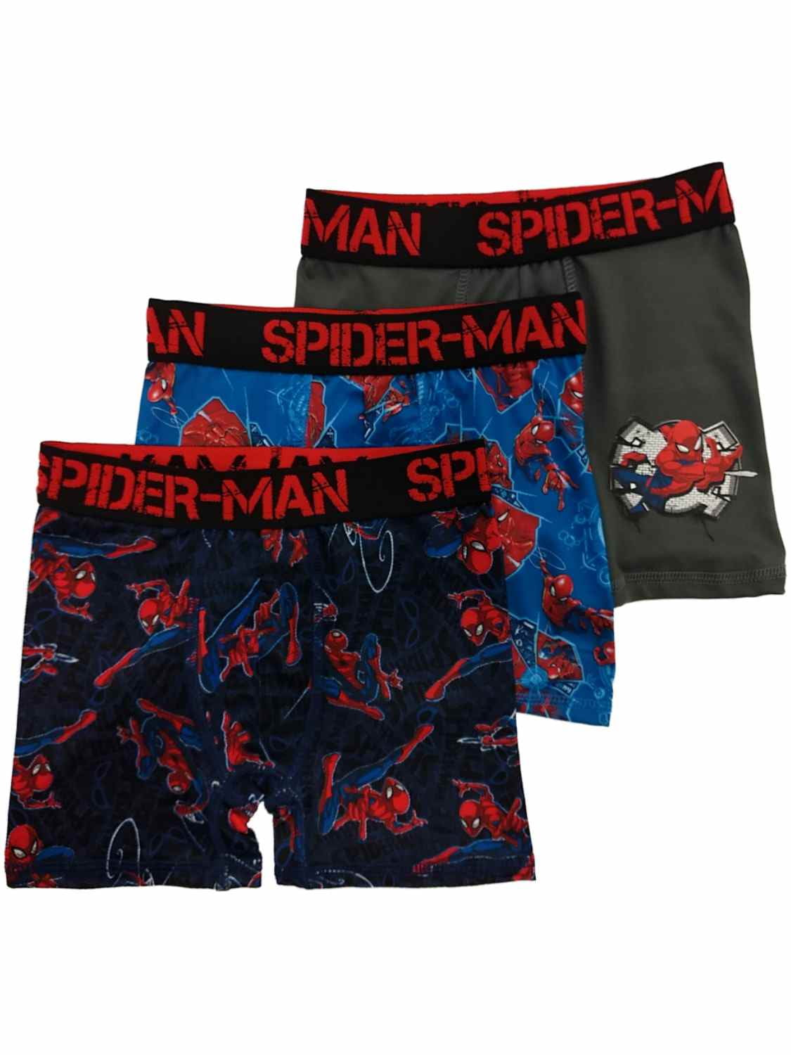 Bioworld Marvel Comics Boys 3pc Spiderman Boxer Briefs Boxer Shorts