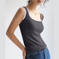 thumbnail image 6 of Drses Women's Summer Slim Fit Comfortable Square Neck Ribbed Solid Color Tank Top Sleeveless Short Top, 6 of 7