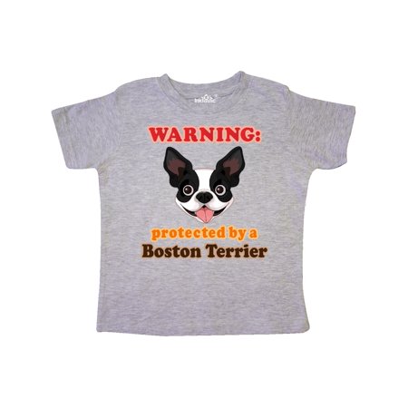 

Inktastic Boston Terrier Dog Protected by Gift Toddler Boy or Toddler Girl T-Shirt