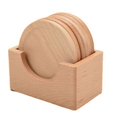 thumbnail image 1 of 6Pcs Beech Wood Coasters Placemats Decor Round Heat Resistant Drink Mat Home Kitchen Table Tea Coff, 1 of 4