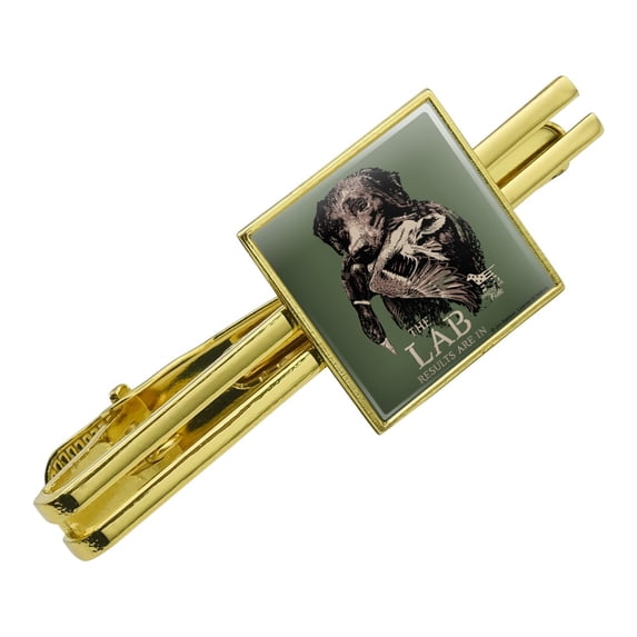 The Lab Results are in Labrador Duck Hunting Square Tie Bar Clip Clasp Tack- Silver or Gold