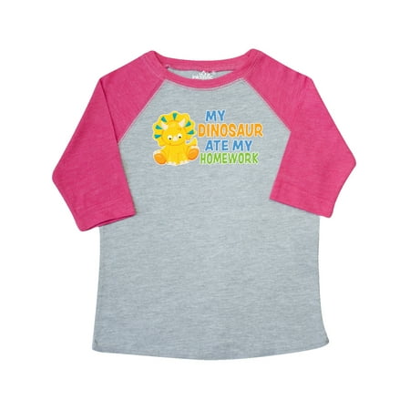 

Inktastic My Dinosaur ate my Homework with Cute Dinosaur Gift Toddler Boy or Toddler Girl T-Shirt