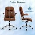 thumbnail image 3 of Costway PU Leather Office Chair Height Adjustable Executive Chair with Adjustable Headrest Brown, 3 of 9