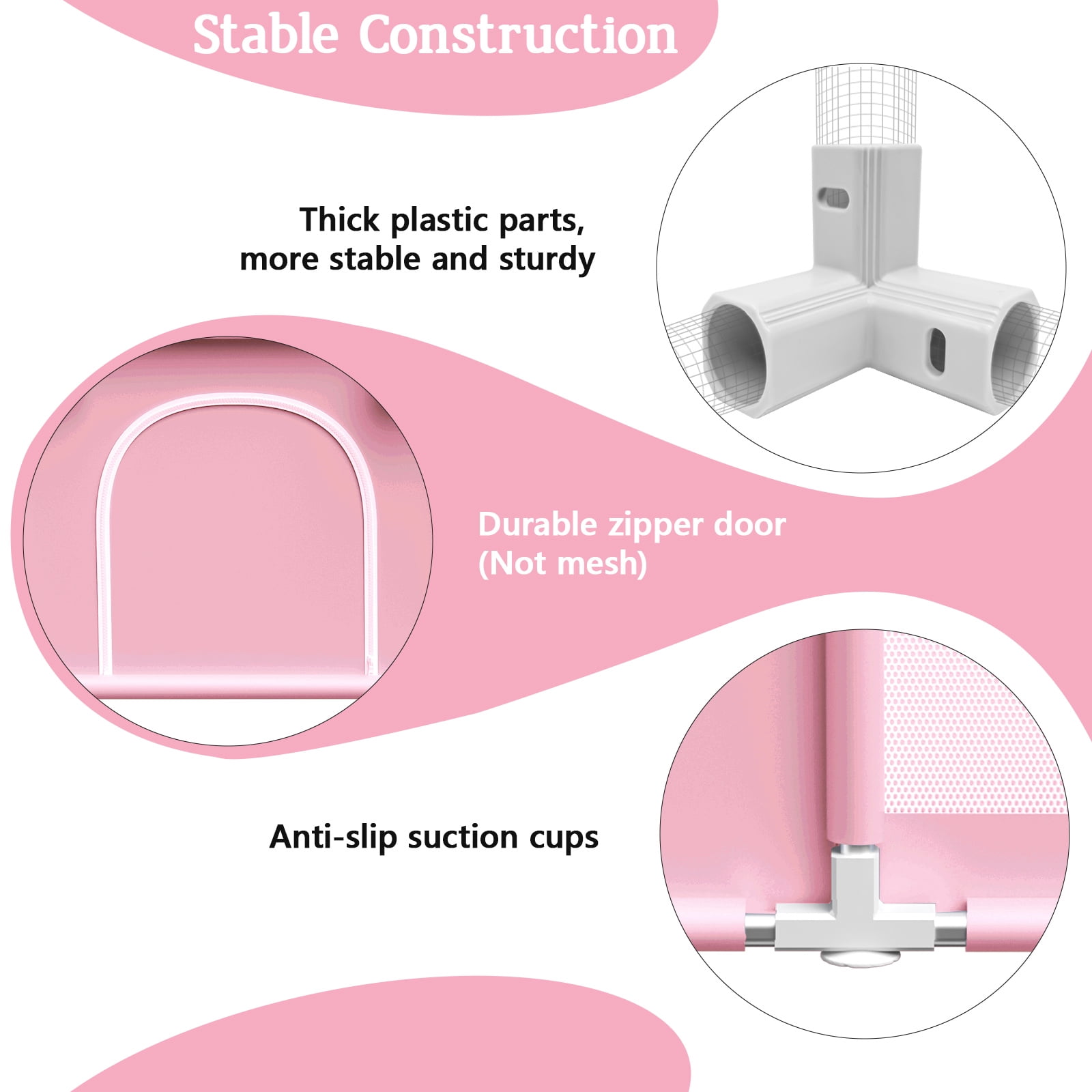 Baby Playpen with Mat 50x50 Inch Large Girls Pink Playpen for Babies and Toddlers 1-3 Baby Play Pen