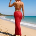 thumbnail image 5 of XIAOCHA Bikini And Cover Up Set For Women Halter Neck Triangle Top Drawstring Maxi Sarong Cover Ups Quick Drying Chic Beach Swimsuits, 5 of 9